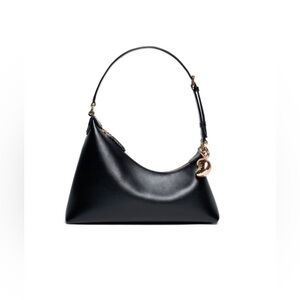 Chic Black Shoulder Bag with Gold Charm